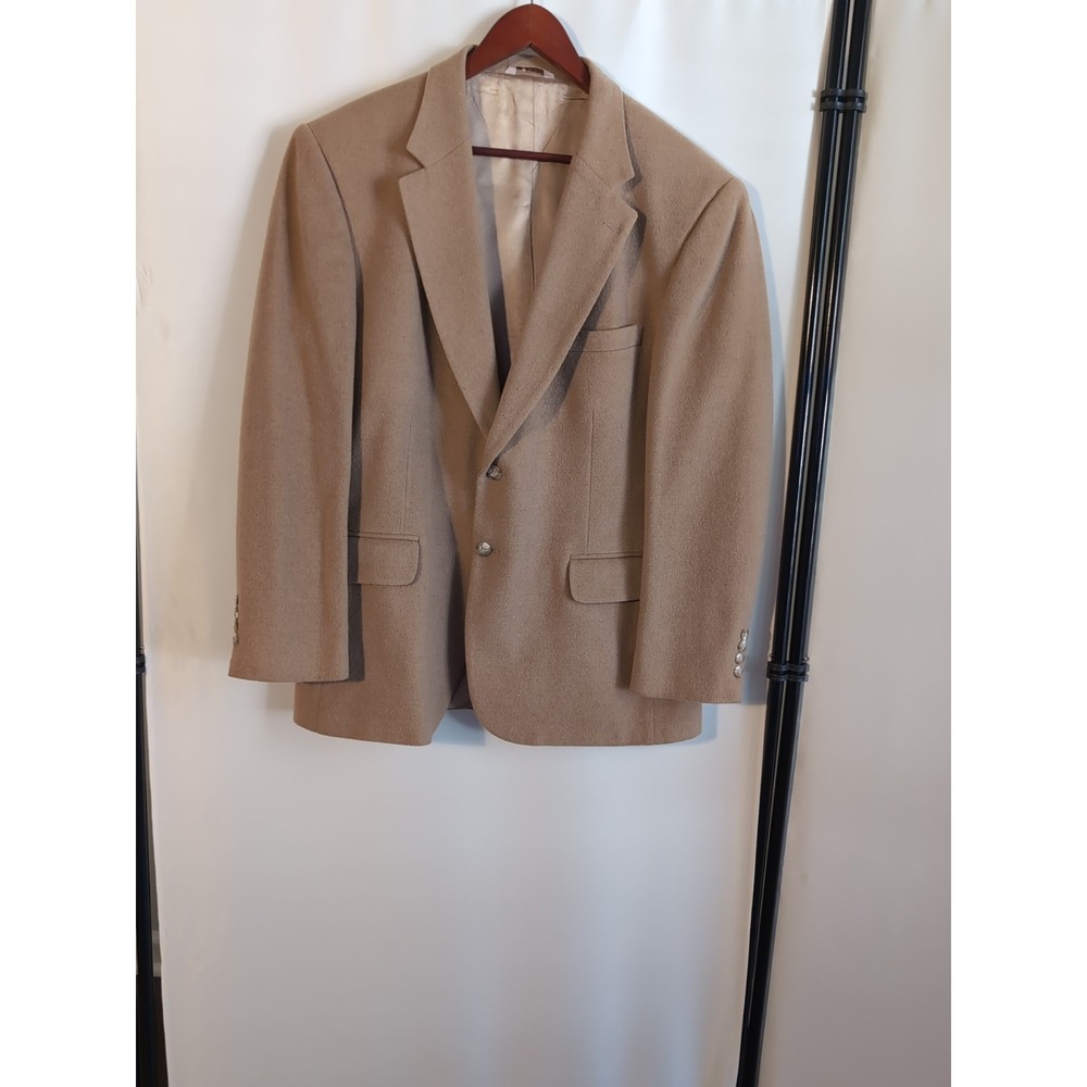 VTG Robert Stock 44R Tan Brown Wool ‎ Sport Coat Blazer Jacket